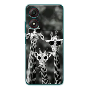 Силиконовый чехол с КАРТИНКАМИ лето для ZTE Blade A34 (AlphaPrint) (Жирафы в очках)
