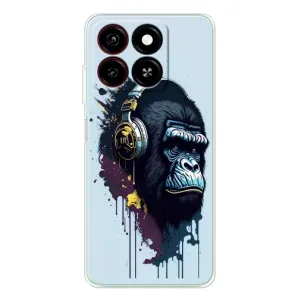 Чехол с Обезьянами ZTE Blade A35 - (AlphaPrint) (Горилла в наушниках)