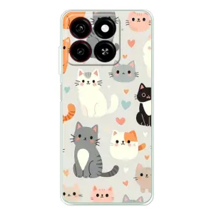 Чехол с рисунком кот на ZTE Blade A35 (Коллаж котов)