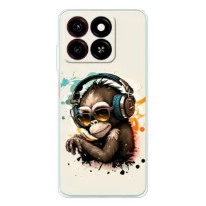 Чехол с Обезьянами ZTE Blade A35 - (AlphaPrint) (Макака в наушниках)