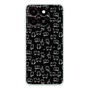 Чехол с принтом для ZTE Blade A35 (AlphaPrint) Модные коты (Меленькие котики)