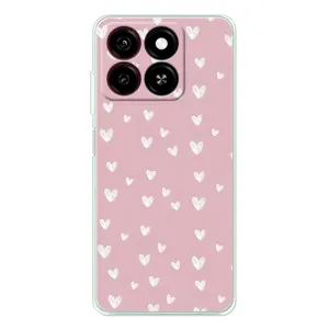 Чехол с розовым рисунком для ZTE Blade A35 (Сердечки на розовом)