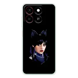 Чехлы Венсдей на ZTE Blade A35 Уэнсдей (AlphaPrint) (серьезная Уэнздей)