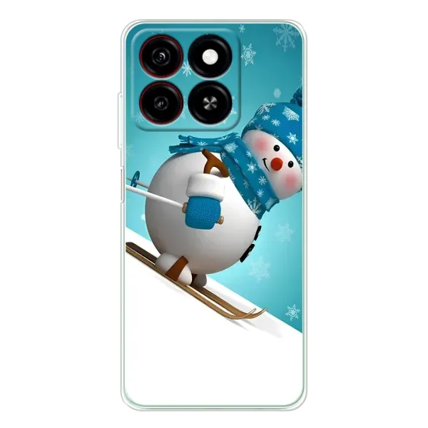 Чехол с принтом «Снеговик на лыжах» для ZTE Blade A35 Чехол с принтом «Снеговик на лыжах» для ZTE Blade A35