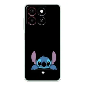 Чехол с принтом Стич на ZTE Blade A35 (Стич на черном)