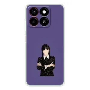 Чехлы Венсдей на ZTE Blade A35 Уэнсдей (AlphaPrint) (Уэнздей в черном)