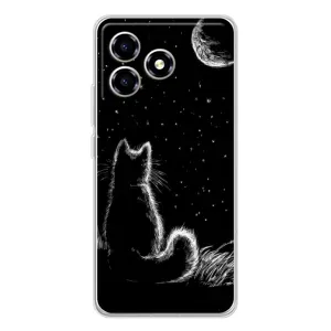 Чохол з принтом для ZTE Blade A36 (AlphaPrint) Модні коти (Котик і місяць)