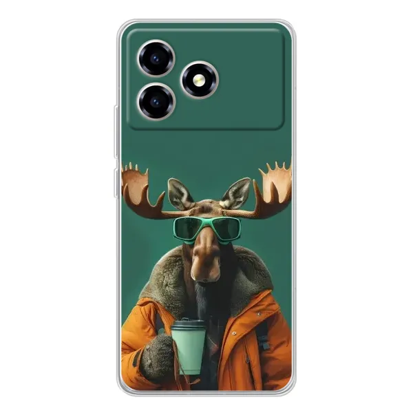 Чехол с принтом «Лось с кофе» для ZTE Blade A36