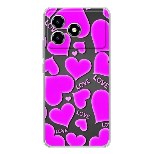 Чехол с принтом «Pink hearts» для ZTE Blade A36