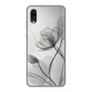 Чехол с цветочным принтом на ЗТЕ Блейд А5 2020 (Черные цветы)