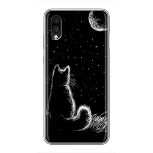 Чехол с принтом для ZTE Blade A5 (2020) (AlphaPrint) Модные коты (Котик и луна)