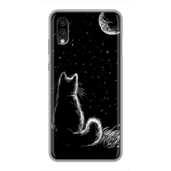Чохол з принтом «Котик і місяць» для ZTE Blade A5 (2020)