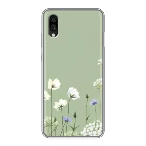 Чехол с цветочным принтом на ЗТЕ Блейд А5 2020 (Цветы на зеленом)