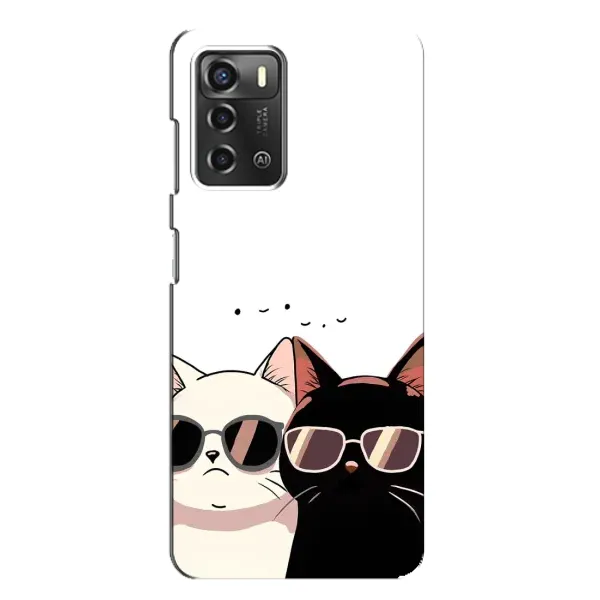 Чехол с принтом «Коты в очках» для ZTE Blade A52