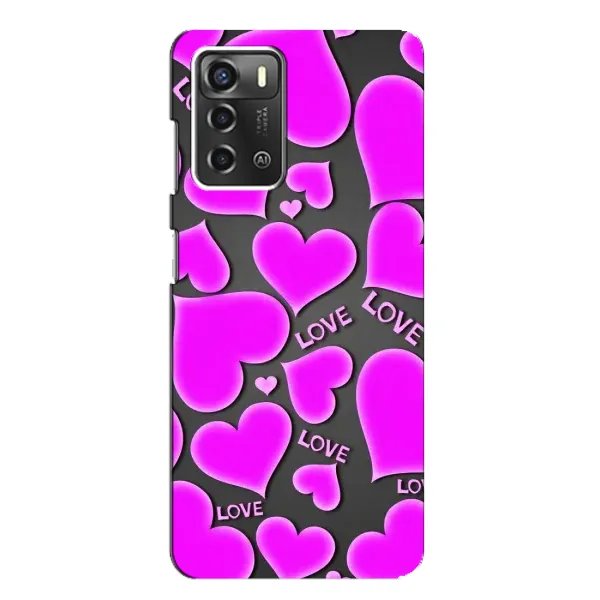 Чехол с принтом «Pink hearts» для ZTE Blade A52 Чехол с принтом «Pink hearts» для ZTE Blade A52