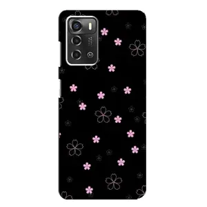 Чохол з розовим принтом для ZTE Blade A52 (Рожеві квіти на чорному)