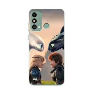 Чехол как приручить дракона на ZTE Blade A53 (Иккинг и Астрид)