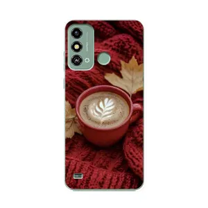 Чехол с уникальным дизайном «Осень с кофе» для ZTE Blade A53 (Кофе на пледе)