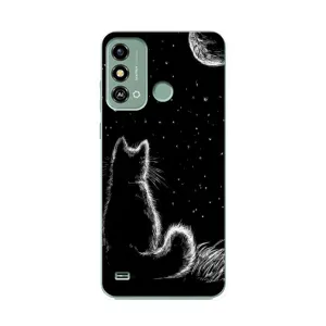 Чохол з принтом для ZTE Blade A53 (AlphaPrint) Модні коти (Котик і місяць)