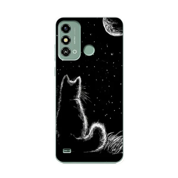 Чохол з принтом «Котик і місяць» для ZTE Blade A53