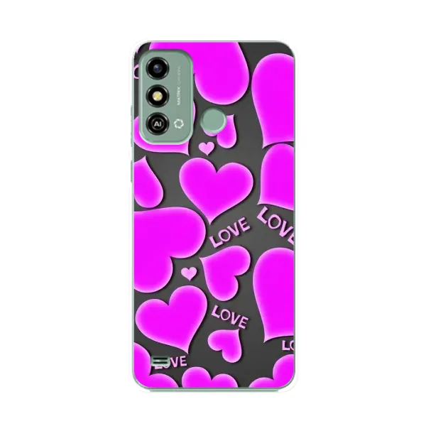 Чехол с принтом «Pink hearts» для ZTE Blade A53