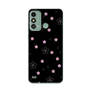 Чохол з розовим принтом для ZTE Blade A53 (Рожеві квіти на чорному)
