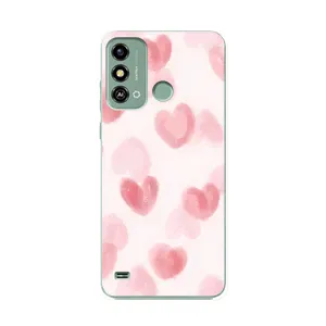 Чохол з розовим принтом для ZTE Blade A53 (Рожеві сердечки)