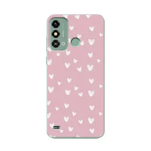 Чохол з розовим принтом для ZTE Blade A53 (Сердечки на рожевому)