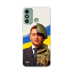 Чохол для ZTE Blade A53 (AlphaPrint - с принтом Зеленського) (Зеленский солдат)
