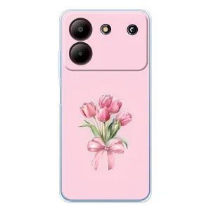 Чехол с розовым рисунком для ZTE Blade A54 (Букет цветов)