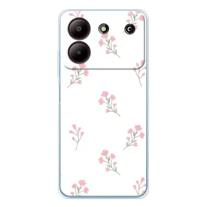 Чехол с розовым рисунком для ZTE Blade A54 (Розовые цветы)