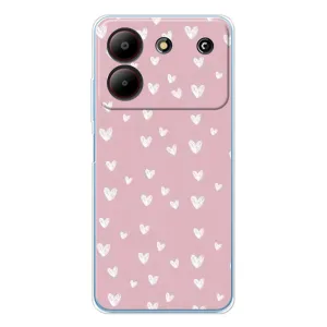 Чехол с розовым рисунком для ZTE Blade A54 (Сердечки на розовом)