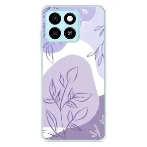 Силиконовый чехол с принтом в цветах на ZTE Blade A55 (Фиолетовые листья абстракция)