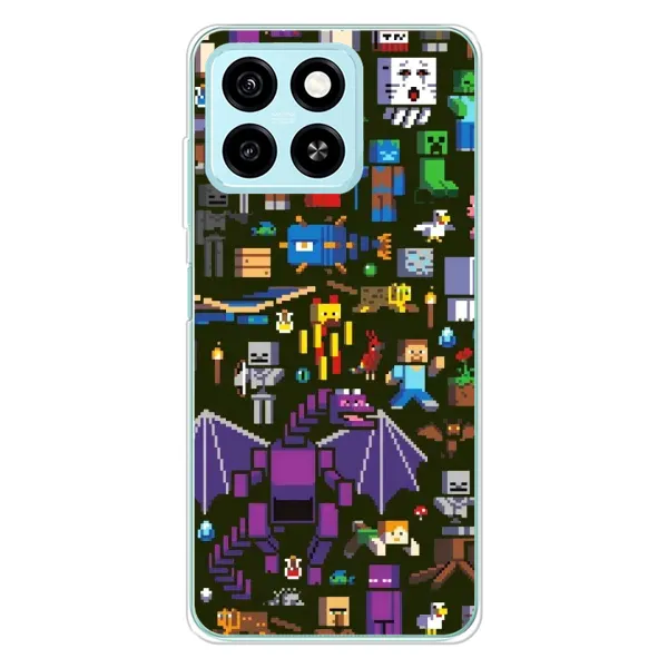 Чехол с принтом «Коллаж Майнкрафт» для ZTE Blade A55