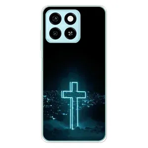 Чехол для ZTE Blade A55 (AlphaPrint) - (Христианские) (Крест и город)
