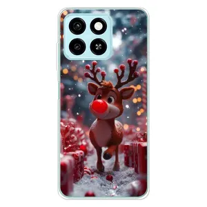 Яркий чехол для ZTE Blade A55 с Зимними Оленятами (Олень среди подарков)