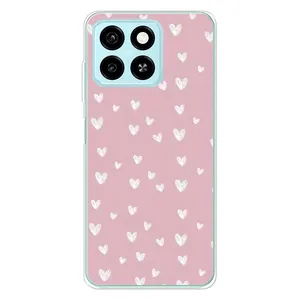 Чехол с розовым рисунком для ZTE Blade A55 (Сердечки на розовом)
