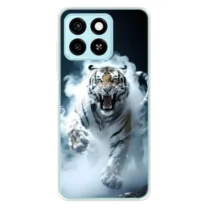 Чохол з картинкою 'Хижаки' для ZTE Blade A55 (Білий тигр у диму)