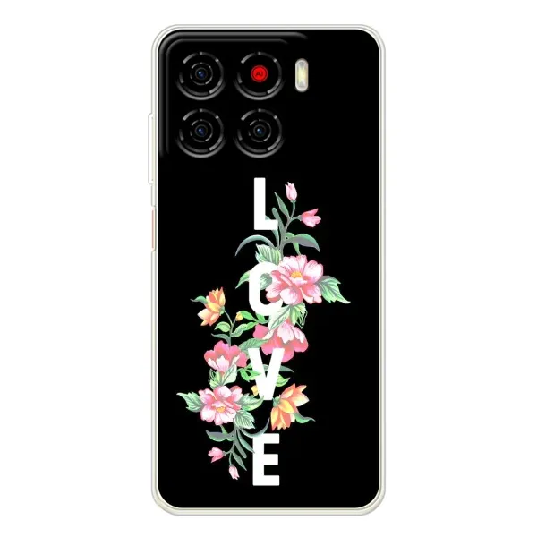 Чехол с принтом «Цветы LOVE» для ZTE Blade A56