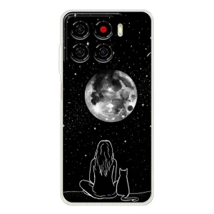Чехол с рисунком кот на ZTE Blade A56 (Девушка с котом)