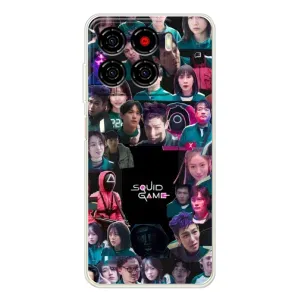 Чехол Гра в кальмара для ZTE Blade A56 (Коллаж Игра кальмара)