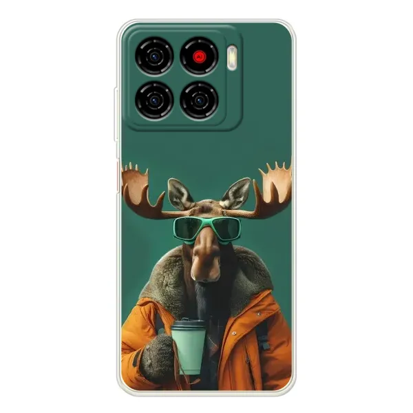 Чехол с принтом «Лось с кофе» для ZTE Blade A56