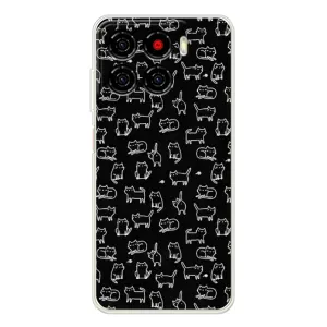 Чехол с принтом для ZTE Blade A56 (AlphaPrint) Модные коты (Меленькие котики)