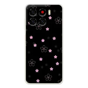 Чохол з розовим принтом для ZTE Blade A56 (Рожеві квіти на чорному)
