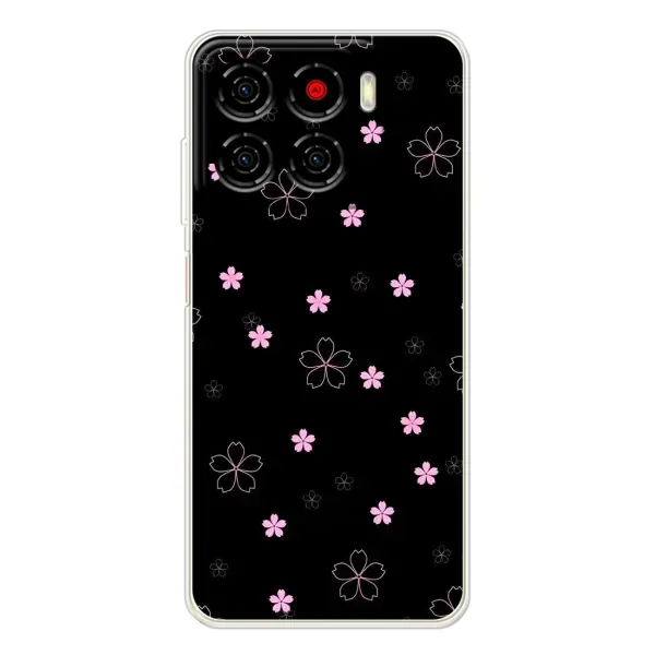 Чехол с принтом «Розовые цветы на черном» для ZTE Blade A56