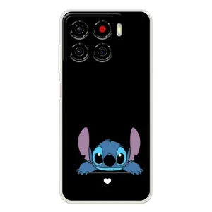 Чехол с принтом Стич на ZTE Blade A56 (Стич на черном)