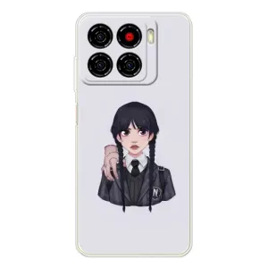 Чехлы Венсдей на ZTE Blade A56 Уэнсдей (AlphaPrint) (Уэнздей и Вещь)