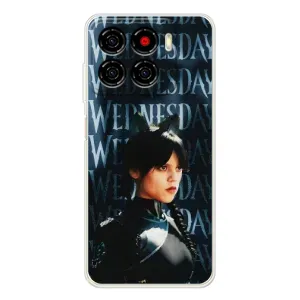 Чехлы Венсдей на ZTE Blade A56 Уэнсдей (AlphaPrint) (Уэнздей кошка)