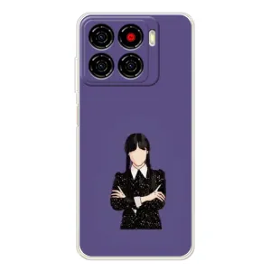 Чехлы Венсдей на ZTE Blade A56 Уэнсдей (AlphaPrint) (Уэнздей в черном)