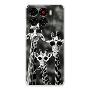 Силиконовый чехол с КАРТИНКАМИ лето для ZTE Blade A56 (AlphaPrint) (Жирафы в очках)